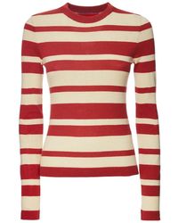 La DoubleJ - Truien & Vesten ,Roze ,Katoen Gestreept Crewneck - Lyst