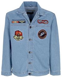 Propaganda - Jassen ,Blauw ,Denim Blauwe Denim Baseball Jack Met Patch Logos - Lyst