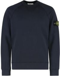 Stone Island - Hoodies & Sweatvesten ,Blauw ,Katoen Katoenen Crew-Neck Sweatshirt Met Logo Patch - Lyst