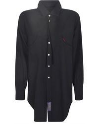 Maison Margiela - Camisa de lana negra reversible con logo - Lyst