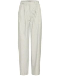 Ichi - Broeken ,Polyester Barrel-Leg Broek London Fog Melange - Lyst