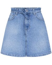 Liu Jo - Rokken ,Blauw ,Denim Mini Denim Rok Zonder Stretch Met Sjaalriem - Lyst