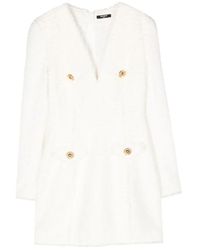 Balmain - Mini Dress In Tweed - Lyst