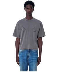 Jean Paul Gaultier - Tops ,Grijs ,Katoen Printed Cotton Jersey T-Shirt - Lyst