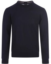 HUGO - Blauer Eco-Wollpullover Besticktes Logo - Lyst