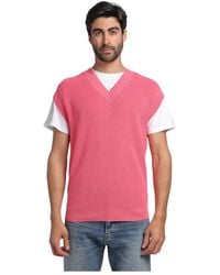 Amaranto - Geribbelde V-Hals Trui - Lyst