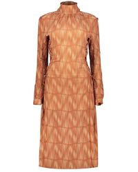 Low Classic - Elegantes bedrucktes kleid mit stehkragen - Lyst