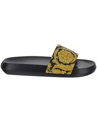 Versace - Schoenen ,Zwart ,Barok Print Slippers - Lyst
