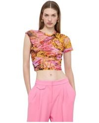 Pinko - Gebreid T-Shirt Met Patroon - Lyst