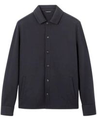 Loro Piana - Jassen ,Blauw ,Katoen Blauwe Overshirt Met Hoornknopen - Lyst