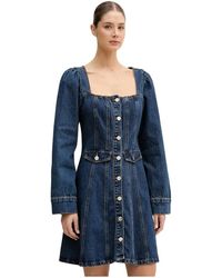 Gestuz - Kleedjes ,Blauw ,Denim Flared Denim Mini Jurk - Lyst