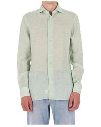 Borriello - Overhemden ,Groen ,Linnen Linnen Melange Shirt - Lyst