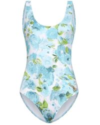 Chloé - Badmode ,Veelkleurig ,Aqua Bloemenprint One-Piece Badpak - Lyst