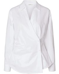 SELECTED - Overhemden ,Wit ,Katoen Fia Fitted Asymmetric Shirt - Lyst