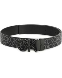 Calvin Klein - Accessoires ,Zwart ,Leer Logo Riem 3,5 Cm - Lyst