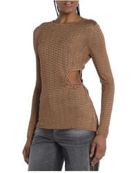 Ba&sh - Truien & Vesten ,Bruin ,Gouden Sweater Top Met Gat - Lyst