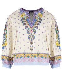 Etro - Baumwollbluse Mit Ballonärmeln Und Druck - Lyst