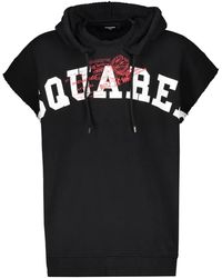 DSquared² - Maxi print baumwoll ärmellose hoodie - Lyst
