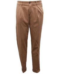 Eleventy - Broeken ,Bruin ,Katoen Katoenen Broek Met Omgeslagen Pijpen - Lyst