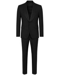 Franzese Collection - Kostuums ,Zwart ,Satijn Single-Breasted Shawl Lapel Suit - Lyst