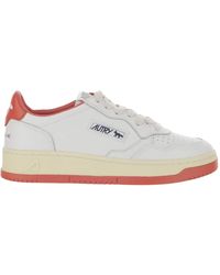 Autry - Schoenen ,Rood ,Leer Witte Leren Lage Sneakers - Lyst