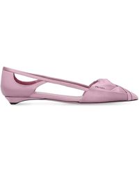 Prada - Schoenen ,Roze ,Satijn Satijnen Cut-Out Ballerina's - Lyst