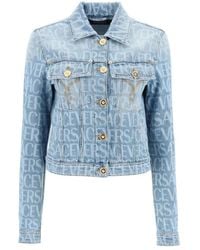 Versace - Denim Jack Met Logodetail - Lyst
