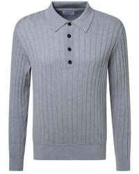 Baldessarini - Tops ,Grijs ,Katoen Fijngebreide Polo Trui - Lyst