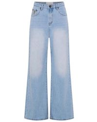 One Teaspoon - Love Machines Mid Waist Super Wide Leg Denim Jeans - Lyst
