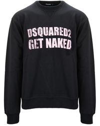 DSquared² - Hoodies & Sweatvesten ,Zwart ,Katoen Pullover Sweatshirt Met Merkprint - Lyst