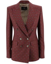 Etro - Double-Breasted Wool Blazer - Lyst