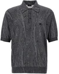 Etro - Gebreid Poloshirt Met Paisleyprint - Lyst