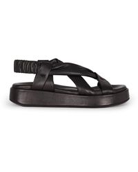Cortana - Schoenen ,Zwart ,Leer Platte Sandalen - Lyst
