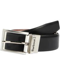 Barbour - Accessoires ,Zwart ,Leer Fife Reversible Leren Riem - Lyst