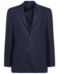 Kiton - Jassen ,Blauw ,Leer Single-Breasted Cashmere Blazer - Lyst