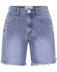 One Teaspoon - Korte Broeken ,Blauw ,Denim Denim Shorts Met Raffelige Zoom - Lyst