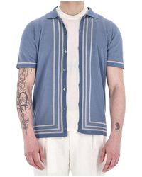 Drumohr - Overhemden ,Blauw ,Katoen Verticaal Gestreept Katoenen Poloshirt - Lyst