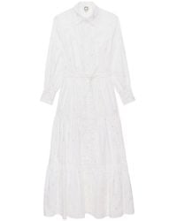 Ines De La Fressange Paris - Elegantes langes kleid mit weißen rüschen - Lyst