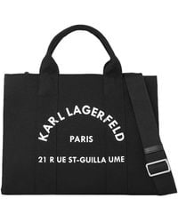 Karl Lagerfeld - Schwarze quadratische tote-tasche mit bedrucktem logo - Lyst
