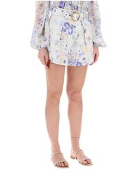 Zimmermann - Shorts natura in lino floreale - Lyst