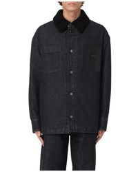 Fendi - Denim Jacket Shearling Kraag - Lyst