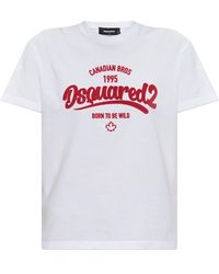 DSquared² - Tops ,Wit ,Katoen T-Shirt Met Logo - Lyst