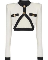Balmain - Truien & Vesten ,Wol Gebreide Trui Met Nep-Vest Ontwerp - Lyst