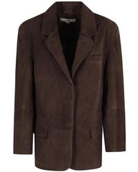 REMAIN Birger Christensen - Koffie Suede Oversized Blazer - Lyst