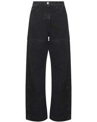 The Attico - Zwarte Wide Leg Jeans Met Cut-Out Details - Lyst