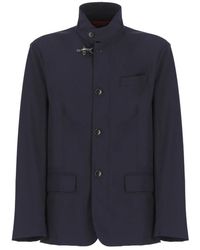 Fay - Blaue jacke mit kragen und taschen,blaue jacke mit stehkragen - Lyst