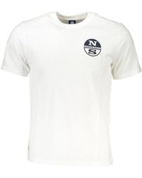 North Sails - Tops ,Wit ,Katoen Print Logo Korte Mouw Katoenen T-Shirt - Lyst