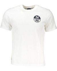 North Sails - Tops ,Wit ,Katoen Print Logo Korte Mouw Katoenen T-Shirt - Lyst