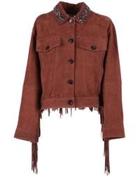 Ermanno Scervino - Jassen ,Bruin ,Leer Giubbotto Con Frange - Lyst