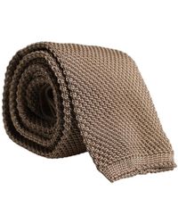 Dolce & Gabbana - Accessoires ,Bruin ,Luxe Zijden Stropdas Met Logo Details - Lyst